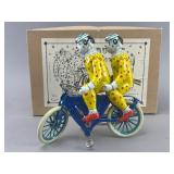 DBS German Tin Wind-Up Clowns on Bicycle