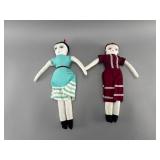 Pair of Handmade Cloth Dolls, 17' & 15'