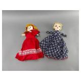 Two 15-Inch Double-Sided Handmade Dolls