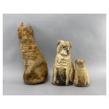 Antique Dog-Form Fabric Stuffed Toys, Set of 3