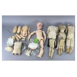 Mixed Lot of Doll Parts, Composite and Fabric