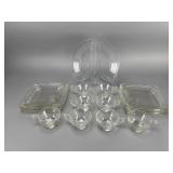 Clear Glass Serveware Set, Marked 'LIM. BUDDHA