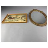 Lithograph Print 'The Road, Winter' with Mirror
