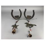 Metal Horseshoe Bookends with Wind Chime