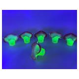 Fenton Glass Flower-Shaped Vases, UV-Reactive