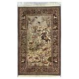Belgian Wool Rug Persian Hunting Scene 4'3'x2'8'