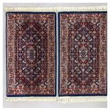 Pair of Belgian Kirman Style Wool Rugs 3'6' x 2'