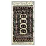 Pakistani Bokhara Hand-Knotted Wool Rug 3'6' x 2'
