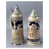 Pair of German Ceramic Beer Steins