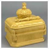 Beswick Yellow Ware Box with Crown Lid