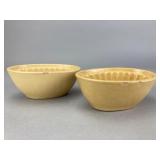 Pair of Yellow-Glazed Ceramic Corn Mold Bowls