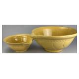 Yellow-Glazed Ceramic Mixing Bowls with Spouts
