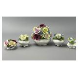Set of Five Porcelain Floral Arrangements