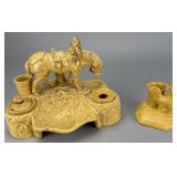 Yellowware Horse and Rooster Holder Set, 18'