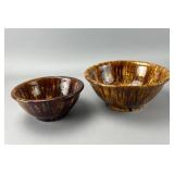 Pair of Rockingham-Glazed Ceramic Bowls