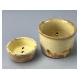 Yellow Ceramic Flower Pots, Pair