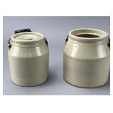 Pair of Stoneware Containers with Handles