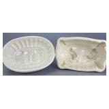 Pair of Ceramic Food Molds with Relief Designs