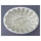 White Ceramic Peacock Jelly Mold