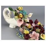 Ceramic Cornucopia Flower Arrangement