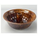 Brown Ceramic Bundt Pan with Mottled Glaze