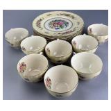 Fondeville Porcelain Cups and Plates, 9 inches