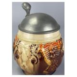 Mettlach Beer Stein Pewter Lid