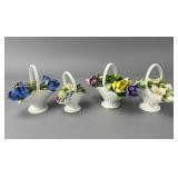 Set of Four Porcelain Flower Baskets