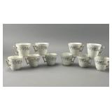 10 Porcelain Tea Cups with Blue and Gold Floral