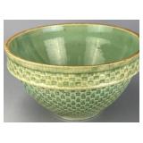 Green Ceramic Bowl with Crackled Glaze