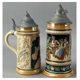 Pair of German Ceramic Beer Steins