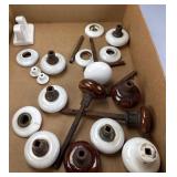 Porcelain and Wooden Door Knob Components