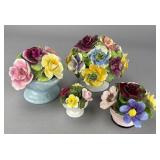 Set of Four Bone China Floral Arrangements