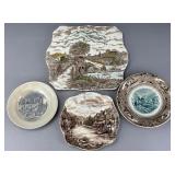 Set of Four Ceramic Plates, 11.5 inches