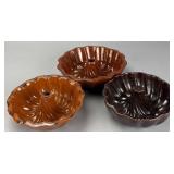 Three Ceramic Fluted Molds, approx. 7.5 inches