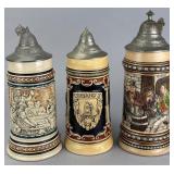 Set of Three German Ceramic Beer Steins