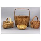 4 Woven Baskets, Various Sizes