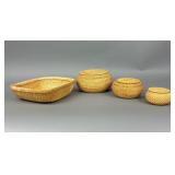 Graduated Woven Grass Basket Set with Lids