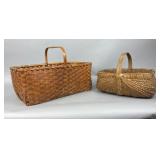 2 Vintage Woven Wicker Market & Gathering Baskets