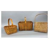 3 Woven Wood Baskets - Gathering, Splint Styles