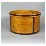 Antique Cylindrical Wood Storage Box w Metal Bands
