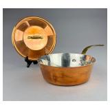Copper Cook Sautï¿½ Pan with Lid, Brass Handle