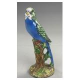 Glazed Porcelain Budgerigar Figurine