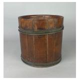 Primitive Wooden Bucket with Metal Bands