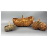 3 Woven Buttocks Baskets with Handles