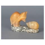 Soviet Era Orange Selenite Fox and Hedgehog