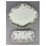 2 Milk Glass Vanity & Dresser Trays Dithridge & Co