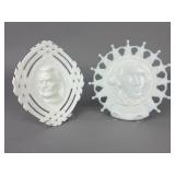 George Washington & Abe Lincoln Milk Glass Plates