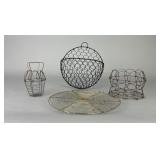Group of Wire Egg Baskets Trivet Rustic Farmhouse