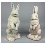 Pair of Cast Concrete Garden Rabbit Figures